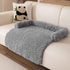Grey Pet Sofa Protector & Calming Bolster Bed with Long Plush - 75x75CM Thickened Non Slip Furniture Cover for Cats & Dogs