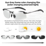 Gun Grey Photochromic HD Sunglass with Anti-Glare/Fatigue Polarization & Impact Resistant Alloy Frame for Day & Night Dual Use