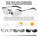 Sliver Photochromic HD Sunglass with Anti-Glare/Fatigue Polarization & Impact Resistant Alloy Frame for Day & Night Dual Use