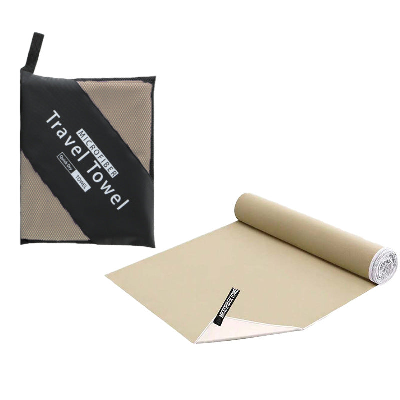 40×80CM and 76×152CM Ultra-Fine Microfiber Double-Sided Fleece Towel Set - Rapid Drying Travel & Fitness Essentials (Khaki Pink)