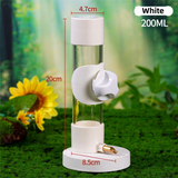 White Automatic Bird Water Dispenser with Extended Brass Needle Valve and Graduated Marking - 200ML Transparent Flat Cap Feeder