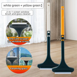 2-Pack 2-in-1 Professional Window Screen Brush & Glass Cleaner - Detachable Long-Handle Squeegee & Scrubber (White Green & Yellow Green)