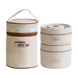 2-Pack Beige 304 Stainless Steel Microwave-Safe Lunch Box Set - Stackable Insulated Bento Containers for Office & School