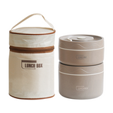 2-Pack Brown 304 Stainless Steel Microwave-Safe Lunch Box Set - Stackable Insulated Bento Containers for Office & School