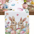 33 x 183 CM Festive Easter Linen Table Runner - Cartoon Bunny Table Runner & Stain-Resistant Primitive Home Decor (Style-4)