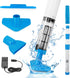 Blue and White Cordless Underwater Pool Vacuum with 3 Cleaning Heads & 164cm Extended Reach - Rechargeable Handheld Spa & Pond Cleaner 