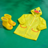 Kids Cartoon Rain Gear Set - Eco-Friendly Odorless Yellow Duck Raincoat & Matching 19cm Duck Rain Boots with Detachable Warm Cotton Liner