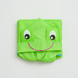 Green Frog Kids Cartoon Animal Raincoat - Waterproof Hooded Rain Poncho for Toddlers & Students (90-130CM Height)