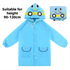 Blue Car Kids Cartoon Animal Raincoat - Waterproof Hooded Rain Poncho for Toddlers & Students (90-130CM Height)