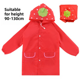 Red Strawberry Kids Cartoon Animal Raincoat - Waterproof Hooded Rain Poncho for Toddlers & Students (90-130CM Height)