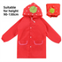 Red Strawberry Kids Cartoon Animal Raincoat - Waterproof Hooded Rain Poncho for Toddlers & Students (90-130CM Height)
