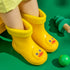 Cute Yellow Duck Kids Rain Boots with Removable Warm Cotton Liner - Waterproof Anti-Slip Toddler Wellies for Foot Length 17CM