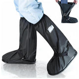 A Pair 40CM High-Tube Double-Layer Waterproof Rain Boot Covers - Durable Anti-Slip Reflective Motorcycle Over-Shoes (XL Size)