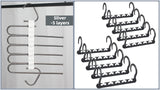 5-Tier Sliver Stainless Steel Pants Rack and 10-Pack Magic Cascading Hangers Set - Space-Saving Closet Organizer Kit