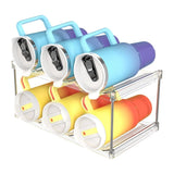 2-Tier Stackable Transparent Cup & Wine Organizer - Detachable Tumbler & Bottle Desktop Rack