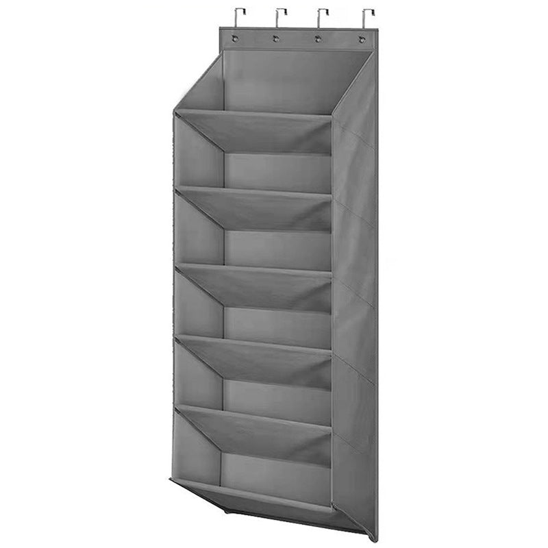 6-Tier Grey Collapsible Over-the-Door Hanging Storage Bag - Space-Saving Shoes & Sundries Wall Holder with Hooks