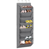 8-Tier Grey Collapsible Over-the-Door Hanging Storage Bag - Space-Saving Shoes & Sundries Wall Holder with Hooks
