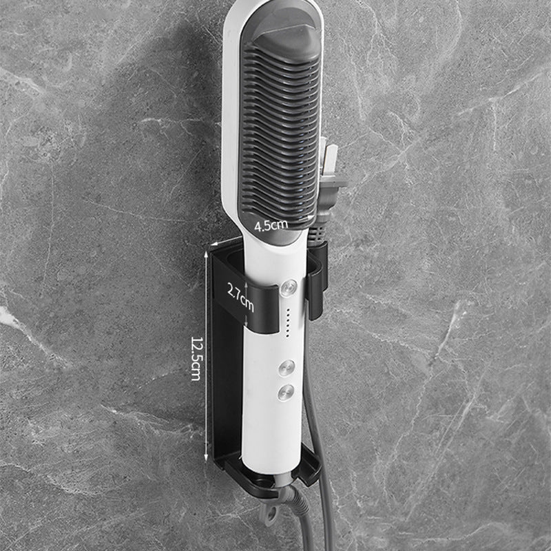 Black Wall-Mounted Aluminum Curling Iron Holder with Tidy Cord - Heat-Resistant Hair Straightener Storage Rack for Diameter ≤ 36mm