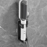 White Wall-Mounted Aluminum Curling Iron Holder with Tidy Cord - Heat-Resistant Hair Straightener Storage Rack for Diameter ≤ 36mm