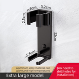 Large Black Wall-Mounted Aluminum Curling Iron Holder with Tidy Cord - Heat-Resistant Hair Straightener Storage Rack for Diameter ≥ 36mm