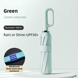 Green Heavy Duty Fully Automatic Carabiner Umbrella with Integrated Hook Handle (Diameter 106CM) - Ultra Windproof and UV Protective Sun & Rain Umbrella