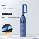 Blue Heavy Duty Fully Automatic Carabiner Umbrella with Integrated Hook Handle (Diameter 106CM) - Ultra Windproof and UV Protective Sun & Rain Umbrella