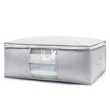 2-Pack Grey Large Quilt & Clothes Storage Bag (63X43X22CM) - Breathable Wardrobe Organizer with Clear Window & Double Zippers