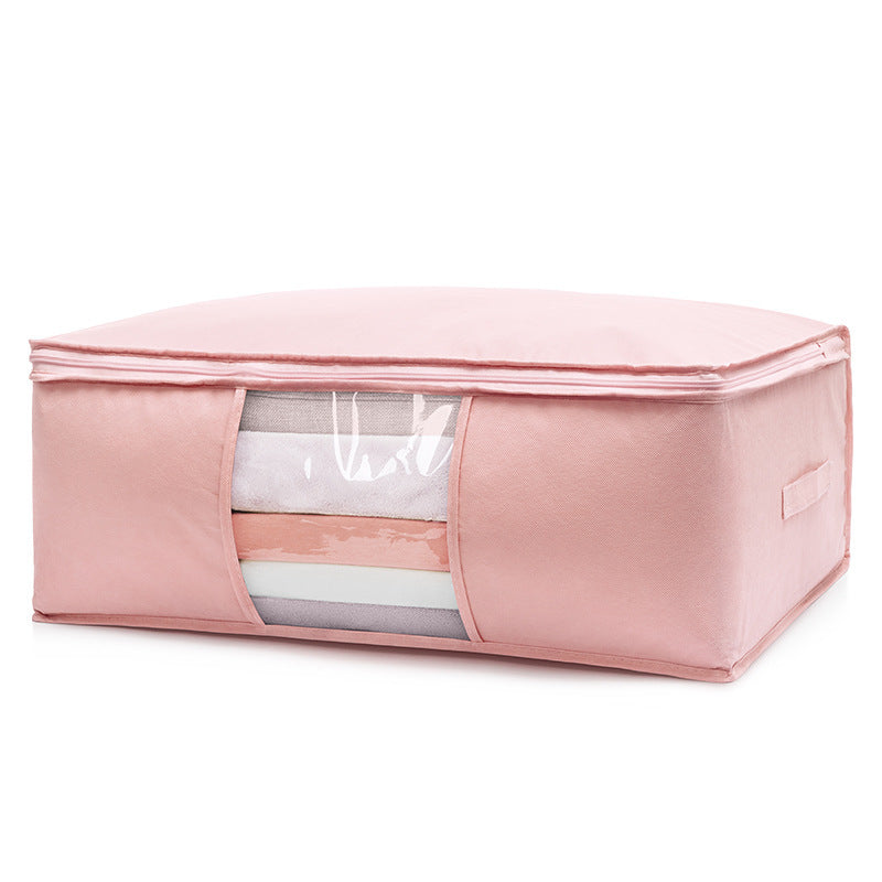 2-Pack Pink Extra Large Quilt & Clothes Storage Bag (63X43X22CM) - Breathable Wardrobe Organizer with Clear Window & Double Zippers