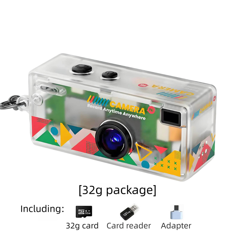 G6 Transparent Ultra-Mini Thumb Camera with 32GB Card, Card Reader & Adapter - HD Instant Pocket-Sized Action Cam for Students & Kids