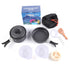 8-Piece Black Lightweight Outdoor Camping Cookware Set - 1/2 Person Portable High-Efficiency Thermal Cooking Nested Kit