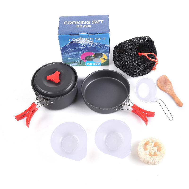 8-Piece Orange Lightweight Outdoor Camping Cookware Set - 1/2 Person Portable High-Efficiency Thermal Cooking Nested Kit