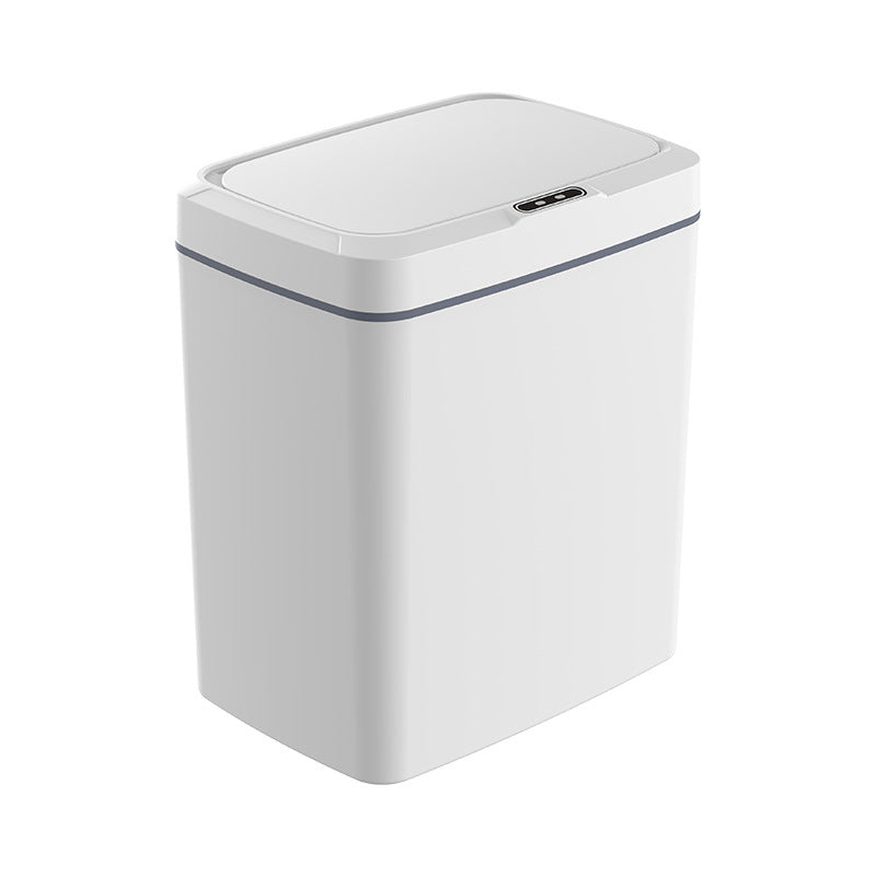 White Intelligent Dual-Sensor Trash Can (Hand-Wave & Knee-Bend) - Slim-Fit Touchless Rechargeable Bin for Bathroom & Kitchen