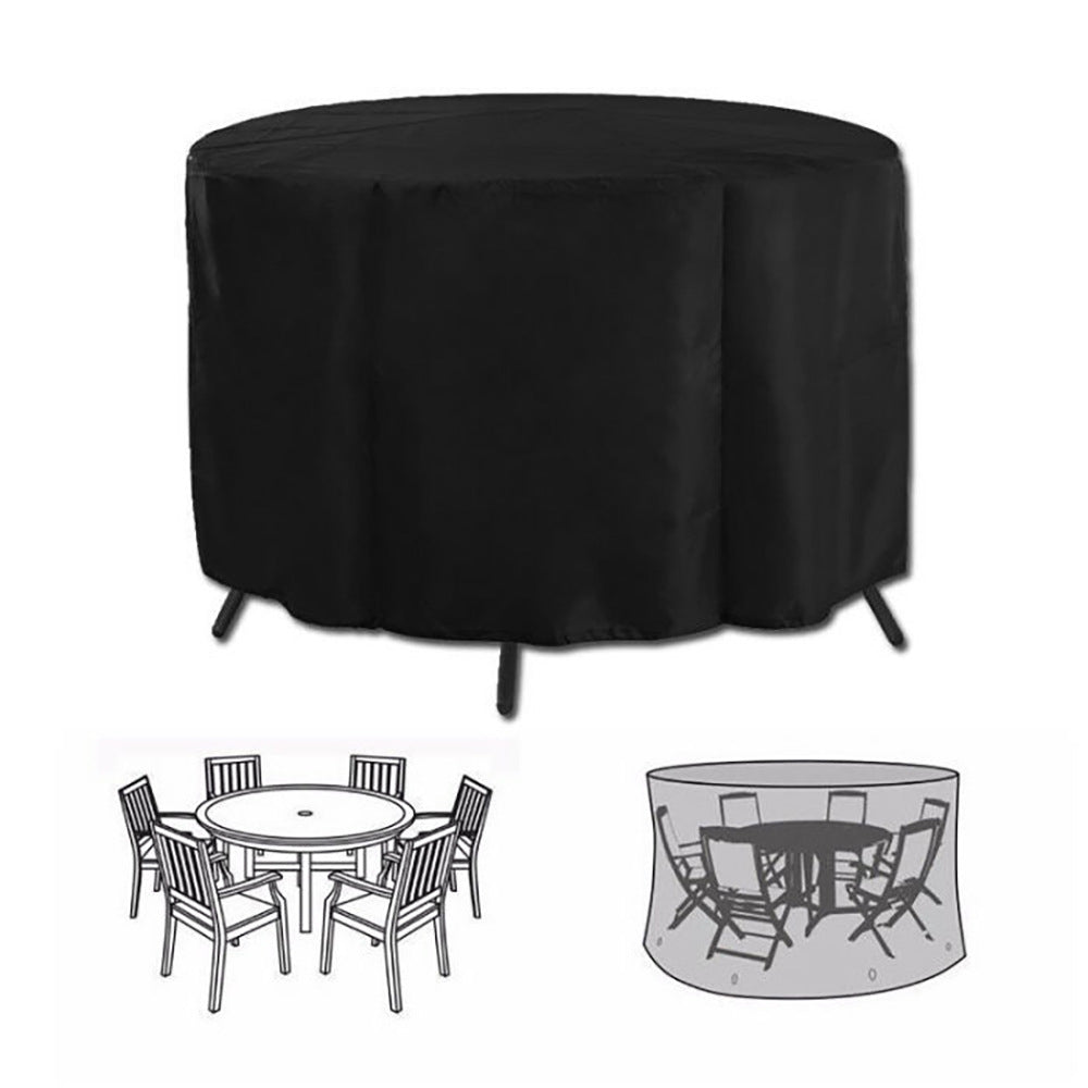 Heavy Duty Oxford Outdoor Round Table Cover (185 x 110 CM) - Waterproof, Anti-UV & Dustproof Garden Dining Set Cover
