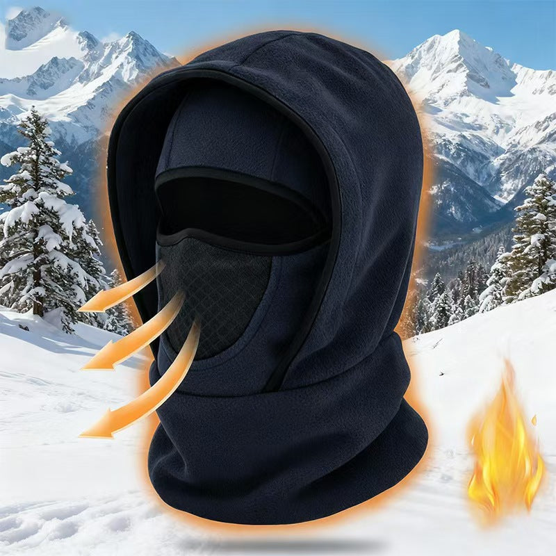 Dark Blue Windproof Thermal Balaclava Hood - Full Face Mask & Polar Fleece Neck Warmer for Skiing, Cycling & Outdoor Sports