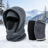 Windproof Thermal Rider Protection Set - 2 Pack Faux Rabbit Fur Knee Braces & Grey Fleece Balaclava Hood Outdoor Sports Warmth Bundle
