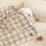 Plaid Puppy Premium Soft Fleece Dog Bed Mat/Quilt (S Size 50 x 35 CM) - All-Season Reversible Warm Cat Nap Pad
