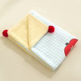 Plaid Apple Premium Soft Fleece Dog Bed Mat/Quilt (S Size 50 x 35 CM) - All-Season Reversible Warm Cat Nap Pad