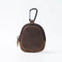 Coffee Genuine Crazy Horse Leather Mini Coin Purse Zipper Shell Pouch Small Earphone Case Key Holder with Carabiner Clip 8.5cm for Travel