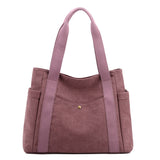 Purple Women's Large Canvas Tote Bag Minimalist Shoulder Handbag High Capacity 39cm for Work School & Travel