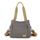 Grey Multi-functional Large Capacity Canvas Tote Bag - Versatile 3-Way Adjustable Shoulder and Crossbody Handbag for Work, Travel, and Daily Use
