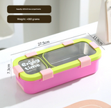 Green Premium 2-Compartment Stainless Steel Lunch Box - 600ml Leak-Proof Bento Box for School and Office - Portable Meal Container for Students and Professionals