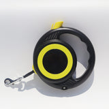 Black-yellow Heavy Duty Retractable Dog Leash with Ergonomic Wide Handle - Automatic Tangle-Free Extending Lead for Large and Medium Dogs - Carbon Fiber Texture