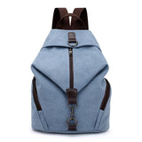 Light Blue Women's Vintage Canvas Backpack Casual Daypack Retro College School Bag Large Capacity Rucksack for Travel Work & Daily Use