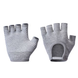 Grey 2-Pack Women's Non-Slip Yoga Gloves - Open Back Half Finger Cotton Stretchy Grip Gloves for Aerial Yoga, Pilates, and Fitness