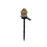 Green House Solar Powered Mushroom House Garden Stake Lights - Outdoor Waterproof Resin Landscape Decorative Lamps with Warm LED Glow for Patio, Lawn, and Yard
