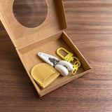 Yellow Ultra-Portable Mini Precision Scissors Set - Compact 7cm Craft Snips with Safety Cap, Leather Sheath, and Keychain Hook for Travel and DIY