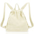 Beige Bohemian Crochet Knit Drawstring Backpack - Hand-Woven Versatile Tote & Shoulder Bag for Vacation, Travel, and Daily Use