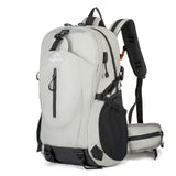 Grey Professional Large Capacity Hiking Backpack - Waterproof Lightweight Outdoor Trekking Rucksack with Hydration Port and Emergency Safety Whistle
