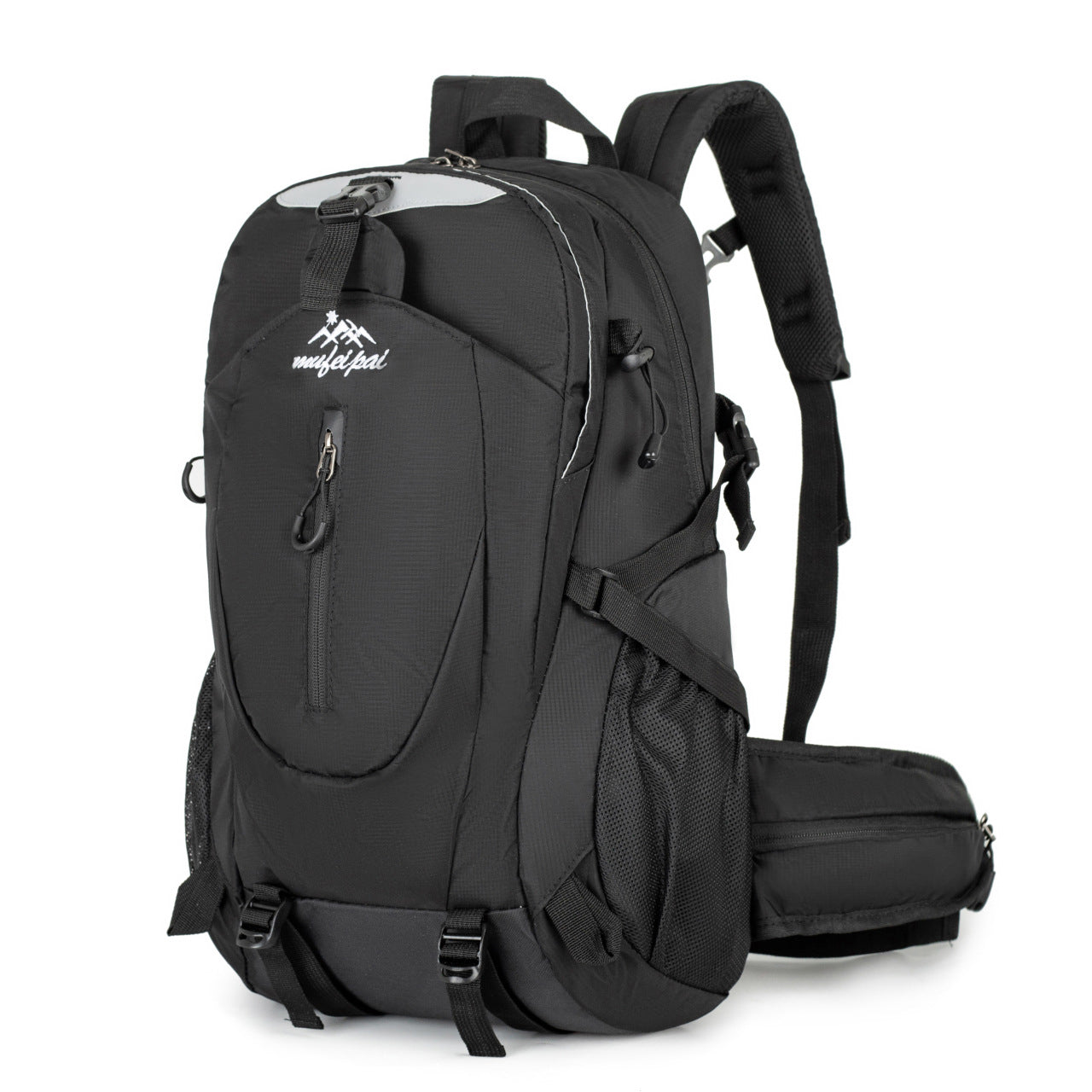 Black Professional Large Capacity Hiking Backpack - Waterproof Lightweight Outdoor Trekking Rucksack with Hydration Port and Emergency Safety Whistle