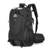 Black Professional Large Capacity Hiking Backpack - Waterproof Lightweight Outdoor Trekking Rucksack with Hydration Port and Emergency Safety Whistle